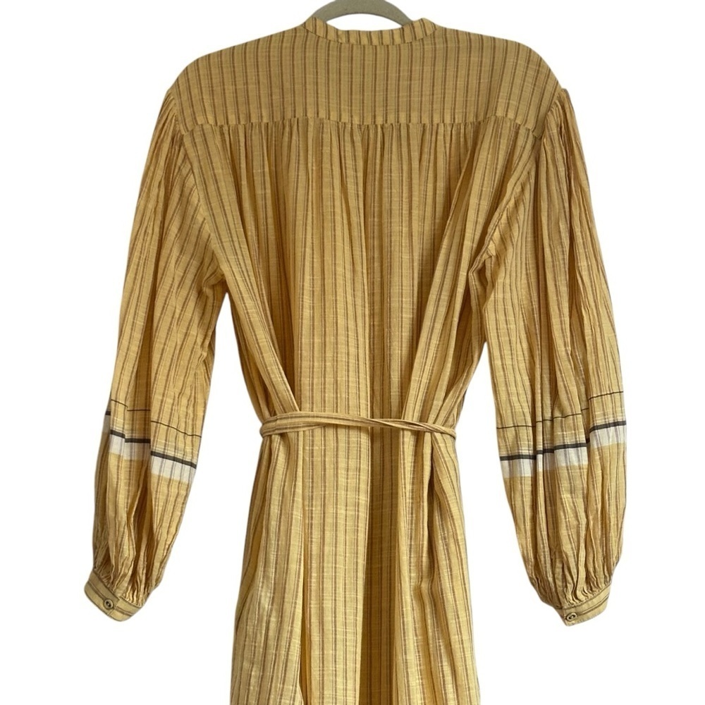 ULLA JOHNSON RABEA WHEAT STRIPED BELTED RELXED DRESS SIZE 2 - Picture 12 of 16